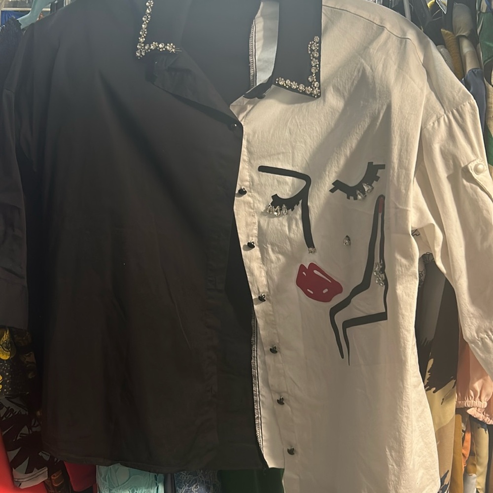 Black And White Blouse